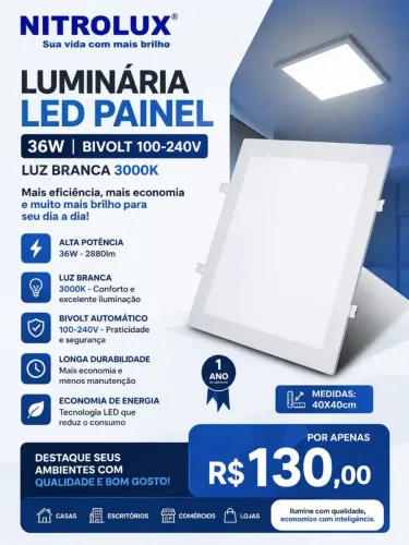 ? Luminária LED Painel Nitrolux 36W