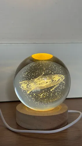 Luminária Bola de Cristal 3D Sistema Solar LED USB com Caixa