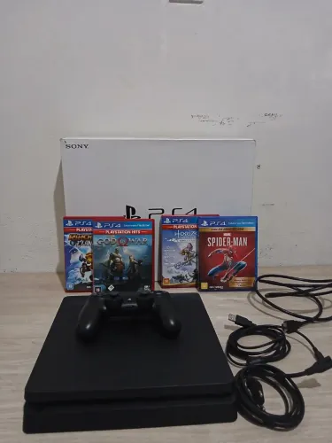 PS4 SLIM 1TB + 4 JOGOS + 1 CONTROLE