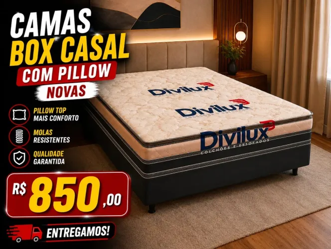 CAMAS CASAL BOX COM PILLOW NOVAS
