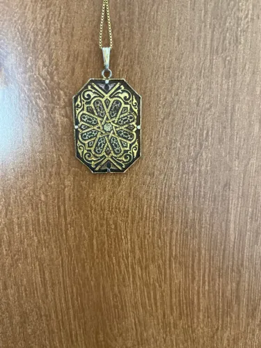 Pingente damasquiado original de Toledo/ Espanha -Octogonal ouro 24k - Vintage anos 70