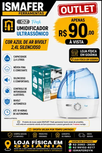 Umidificador Ultrassônico Cor Azul De Ar 2,4l Silencioso Fresh Ua7150 Oz