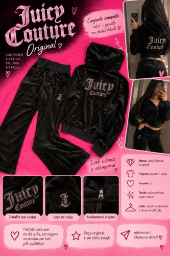 conjunto juicy couture plush preto p produto seminovo