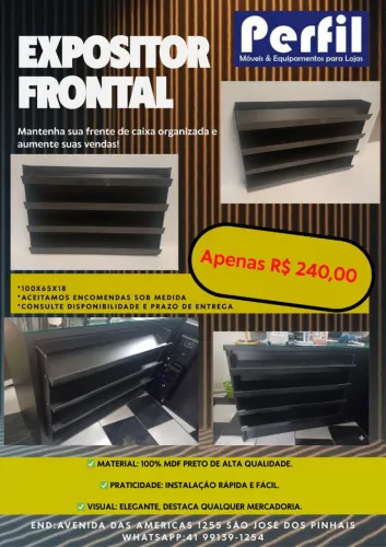 Expositor frontal para balcão
