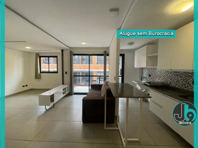 Studio para Alugar no Bairro Rebouças 58m² com 1 quarto conjugado com sala, cozinha planej