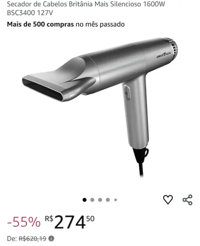 ?Secador de Cabelos Britânia 1600W BSC3400 127V (Novo e Lacrado)