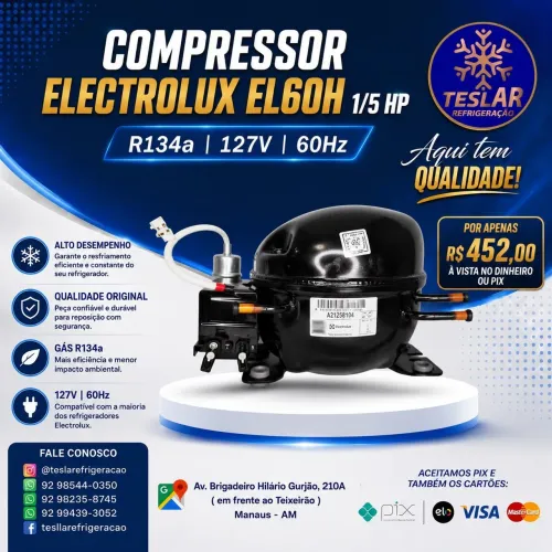 COMPRESSOR ELECTROLUX EL60H - 1/5 HP