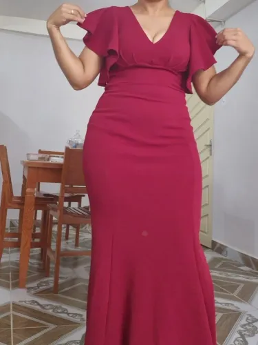 Vestido longo cor vinho ideal pata festas, casamento, formatura