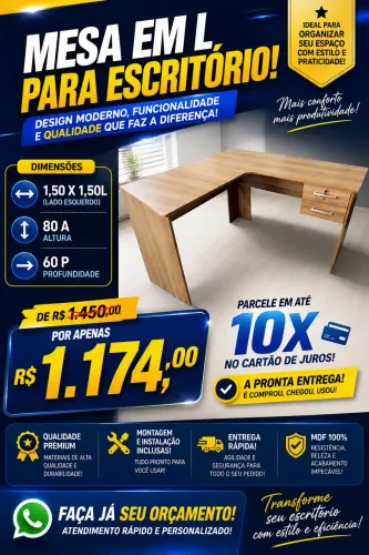 ? MESA EM L PARA ESCRITÓRIO | PRONTA ENTREGA!