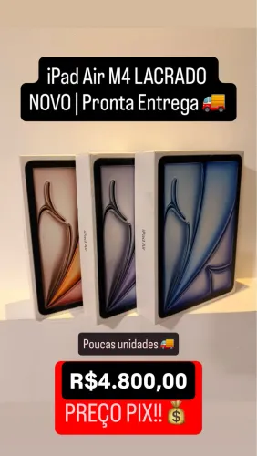 iPad Air m4 128 GB, novo, Garantia Apple nacional
