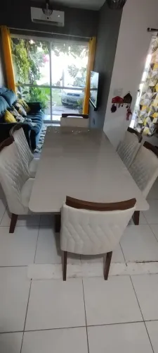 Mesa Jantar 6 cadeiras, tampo de vidro !