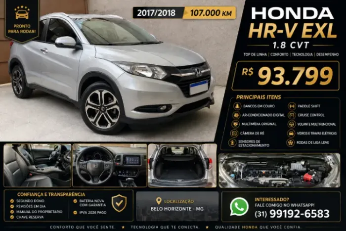 Honda HR-V EXL 1.8 Flexone 16V 5P Aut. 2018