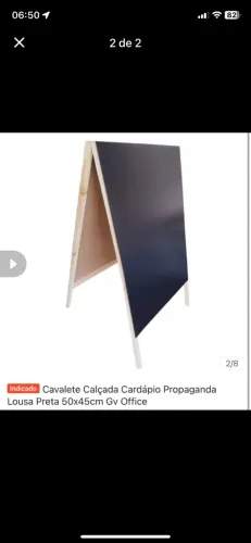 Cavalete Calçada Cardápio Propaganda Lousa Preta 50x45cm