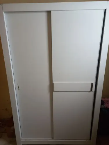 Guarda-Roupa de Casal Branco com 2 Portas de Correr