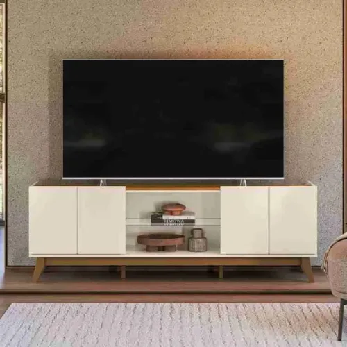 Bancada Guaruja Off White/Canela Mobler TVs até 75 SR
