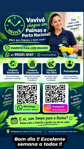 Vavivê - Porto Nacional - Serviços de diaristas (Faxineiras)