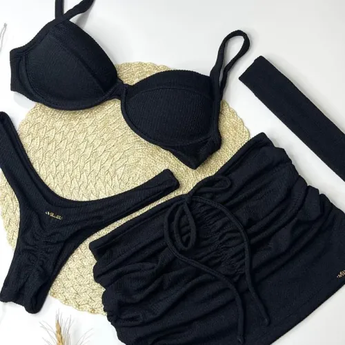 Conjunto de Biquíni (novo) Kit Saia + Top Meia Taça + Calcinha Asa Delta Ibiza G Valuie