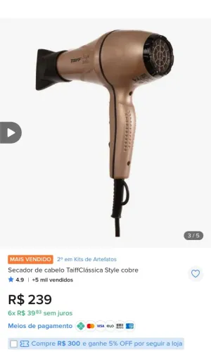 Secador de cabelo Taiff Style 220V