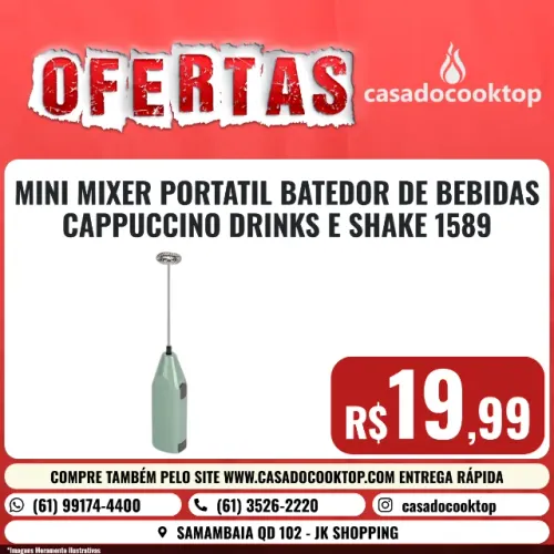 MINI MIXER PORTATIL BATEDOR DE BEBIDAS CAPPUCCINO DRINKS E SHAKE 1589