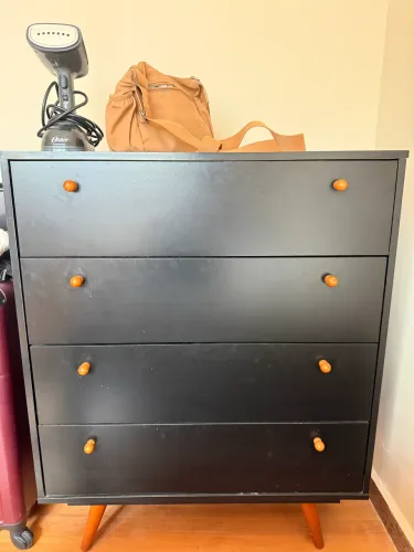Cômoda Retrô 4 Gavetas Preta 