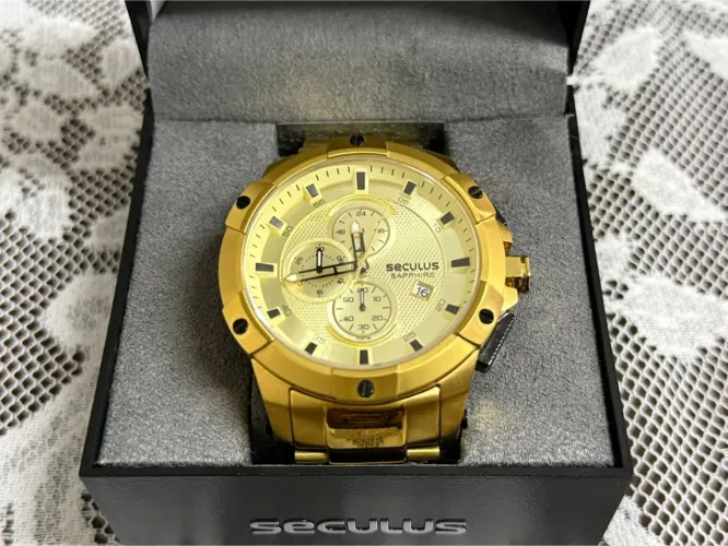 Relógio Seculus Masculino Cronógrafo<br>20923gpsvda1 Dourado