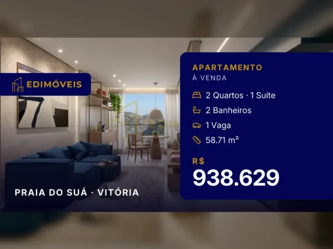 Praia do Suá: Apartamento 2 quartos em condomínio com lazer no rooftop