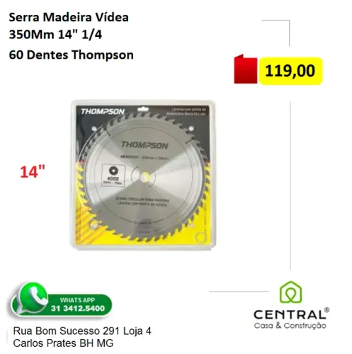 Disco de Serra Madeira Vídea 350Mm 14" 1/4X 36 Dentes