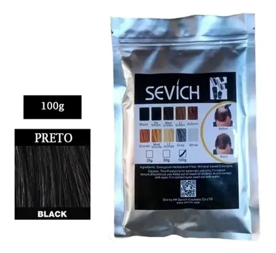 Maquiagem Capilar Fibras De Queratina Sevich 100g Disfarça Calvície Falhas Cabelo