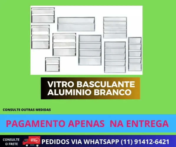 vitro basculante brilhante aluminio