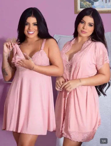 Kit camisola Amamentação + Roupão Gestante