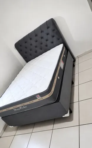 Cama box molas ensacadas casal + cabeceira 