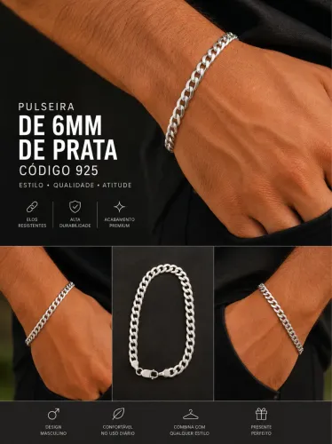 ? PROMOÇÃO ESPECIAL ? ? PULSEIRA DE PRATA 925 ESCAMA DE PEIXE - 6MM ?