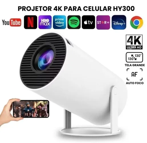 Projetor 4K HD 150 Polegadas Celular, Tv B0x, Xbox, PS, Pc, Wifi HY300 Pro Magcubic