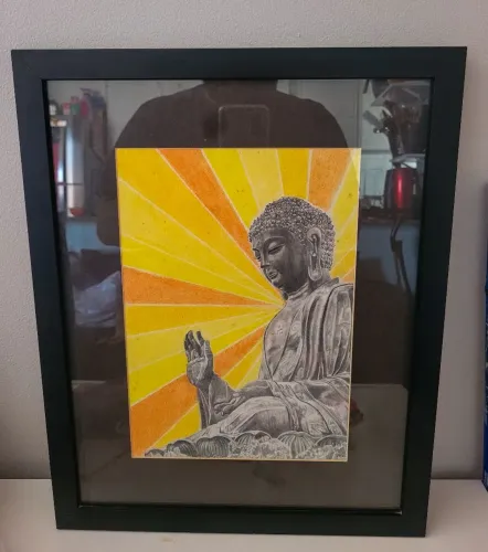 Quadro Arte Buda - Desenho Realista Feito à Mão (Exclusivo)