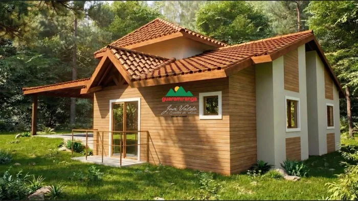 Chalé na planta com 131,15 m² de área construída e 4 suítes, em Guaramiranga/CE.