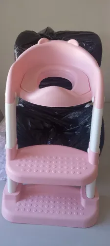 Assento redutor Toninho vaso sanitário, rosa com escada 