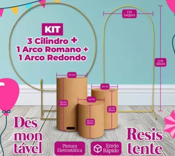 Kit Cilindro e Arcos decoração 