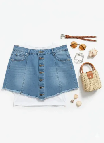 Short saia jeans Kamalu tam 44