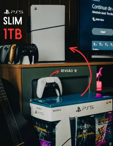 PlayStation 5 Slim 1TB, + armazenamento q versão tradicional +1 Controle NA CAIXA