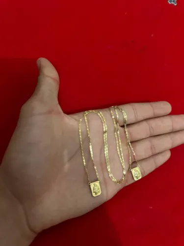 Cordão Escapulário Ouro 18K 750 - Peça Refinada com Excelente Acabamento e Muito Brilho