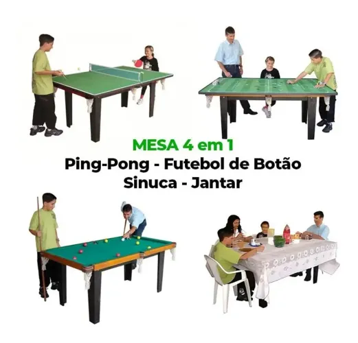 Mesa de Sinuca/ Bilhar Multi Jogos (4 em 1)+ Tacos/Bolas - 1036 Klopf (Semi Nova)