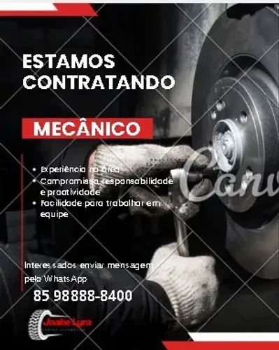 VAGA PARA MECÂNICO FORTALEZA 