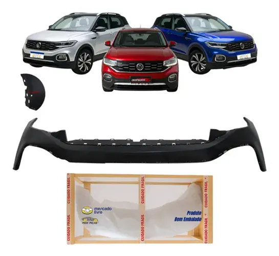 Parachoque Tcross 2020 2021 2022 23 2024 Highline C/ Sensor Preto