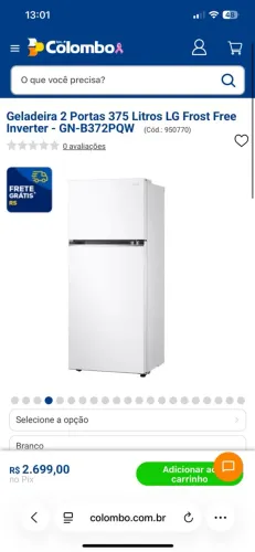 VENDO Geladeira LG branca 