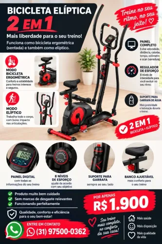 Bicicleta Elíptica 2 em 1