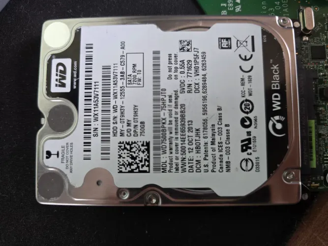 HD 750gb WD Black de notebook (serve em pc tambem)