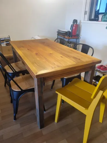 Mesa de jantar rústica madeira maciça 150x80