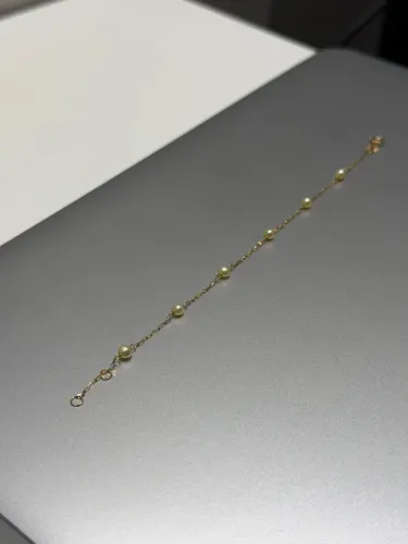 Pulseira infantil de ouro 18k com pérolas naturais