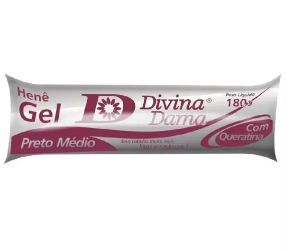 Kit C/11 Henê Gel 180g Preto Médio Bisnaga Divina Dama + Brinde 