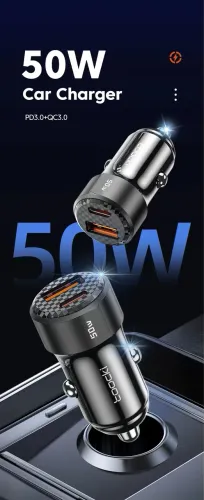 Carregador veicular 50w turbo 2 entradas